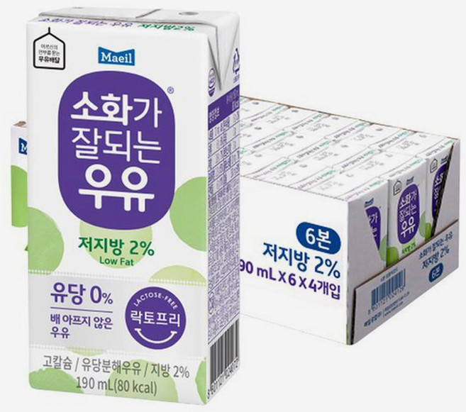 매일유업 매일 소화잘되는 저지방 우유 190ml 24개