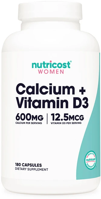 뉴트리코스트 여성용 칼슘 600mg + 비타민 D3 12.5 mcg 180캡슐 1개, 알약/캡슐, 3개, 180정 - 쿠팡