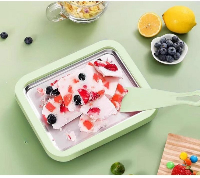 가정용 철판아이스크림판 틀 야시장 요거트 창업 업소용 그린, 화이트