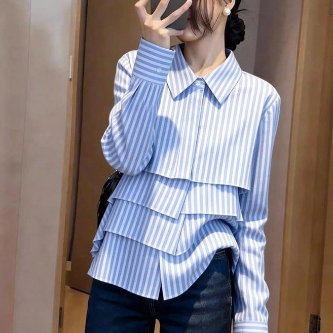 E-563배색 스트라이프 셔츠