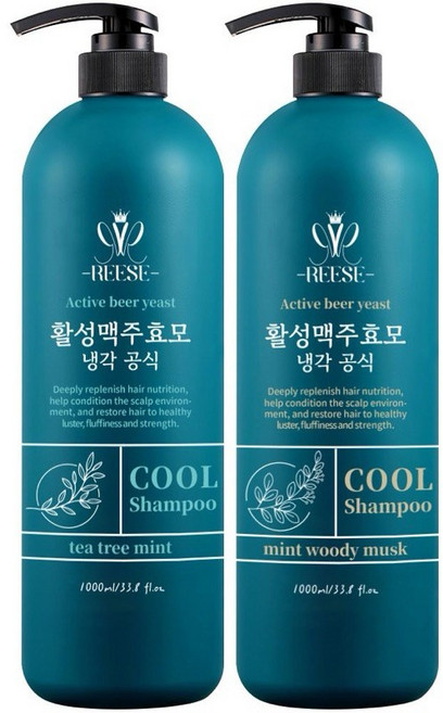 REESE 涼感洗髮精, 1個, 啤酒酵母涼感洗髮乳1000ml-茶樹