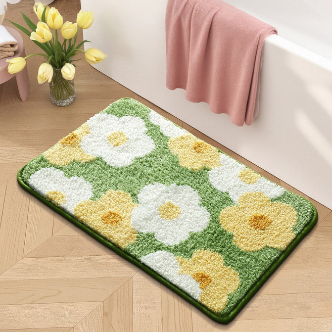 모먼트비 부드러운 도톰 극세사 욕실 화장실 현관 미끄럼방지 논슬립 프리미엄 발매트 60 X 40 CM, 데이지