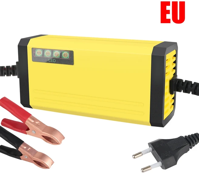 모토 트럭 배터리 충전기 자동차 LED 디스플레이 습식 건식 납 산성 220V 전원 펄스 수리 12V 2A, 02 EU