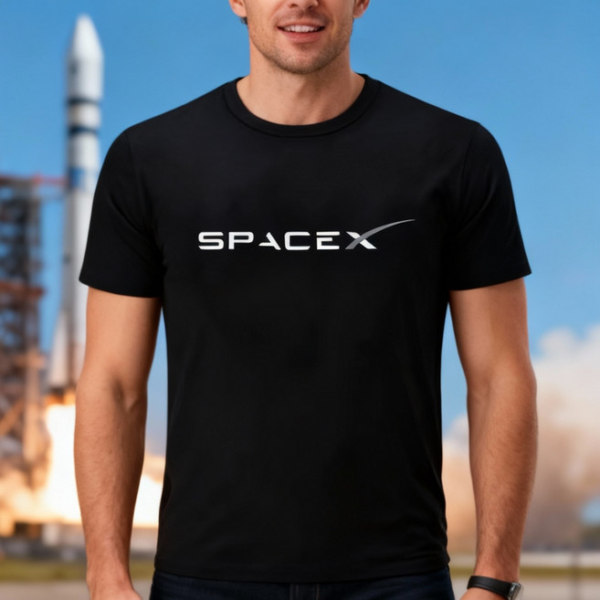 남녀공용 스페이스X 로고 반팔티 (일론 머스크 SpaceX 로켓 굿즈 티셔츠)