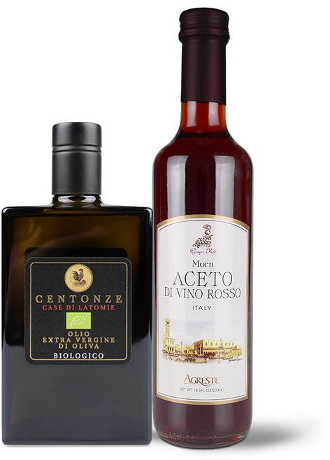 이탈리아 레드와인 비니거 비네거 발효 식초 500ml+유기농 엑스트라버진 올리브오일 500ml, 500ml