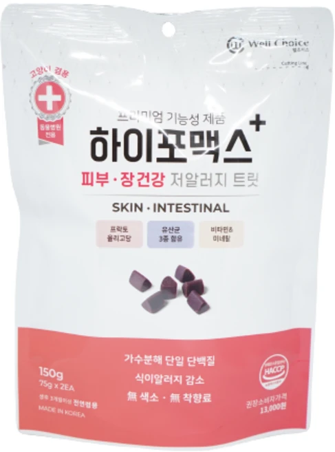 동물병원전용 하이포맥스 저알러지 트릿, 1개, 150g, 피부+장 - 쿠팡