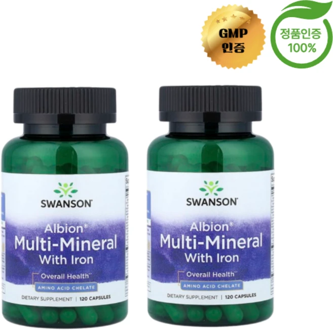 1+1 스완슨 멀티 미네랄 철분 함유 캡슐 120정, 2개 - 쿠팡