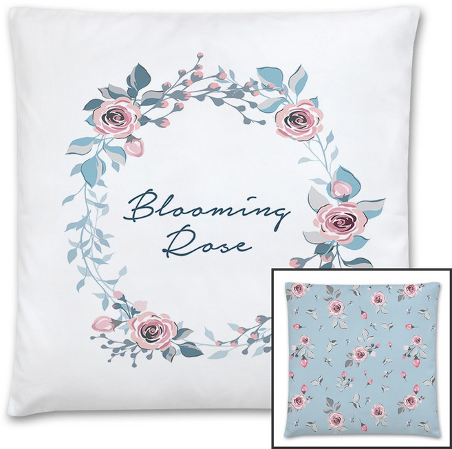 상상후 블루밍로즈 블루 쇼파 방석커버 45x45
