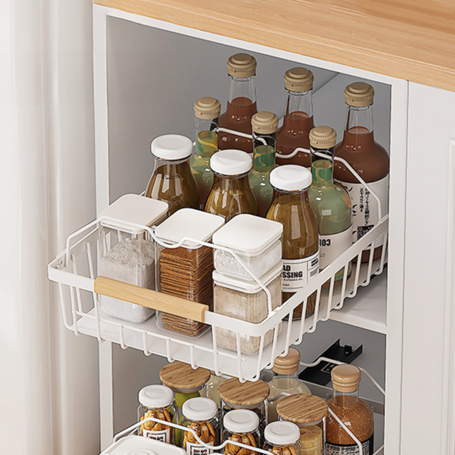 홈데코레 바스켓 슬라이딩 주방 선반 레일선반, 1개