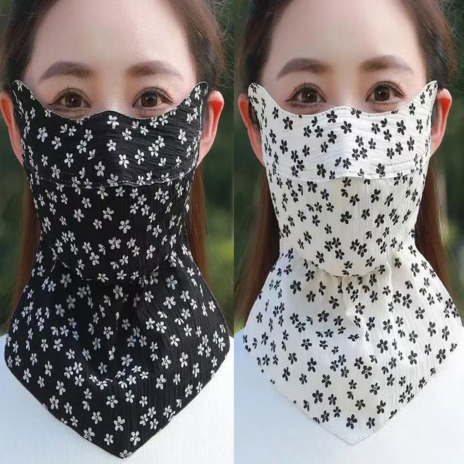 히트앤씨 4131 플라워 넥커버 마스크 1+1 여성 스포츠 햇빛차단 여성 통풍 오픈형 마스크