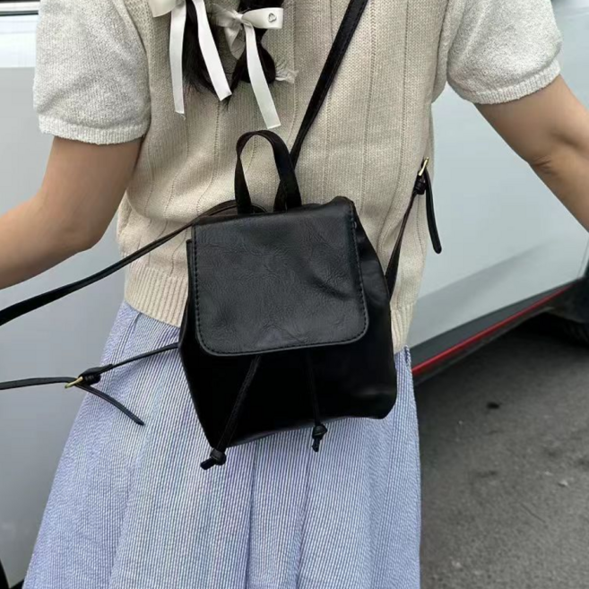 디어루아 여성 심플 레더 미니 백팩
