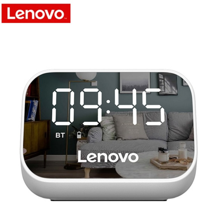 블루투스 스피커 Lenovo-TS13 휴대용 무선 BT 서브 우퍼 스테레오 플레이어 LED 디지털 스마트 알람 시계 미러 디자인 9D 서라운드, [01] White, 01 White_01 3.5"_01 스피커