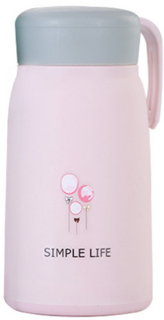 아이디어 큐트 토끼 텀블러 작은 Q컵 ins 귀여운 광고 물컵 밀기 선물 유리컵, 핑크, 301-400Ml, 1개