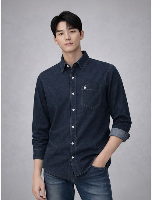 비버리힐스폴로클럽 비버리힐스클럽 SH124_M 맨 데님셔츠 진청