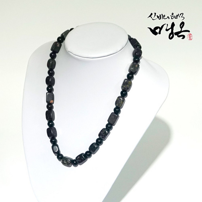 신비의원석명석 염주 천연원석 매옥 사각목걸이