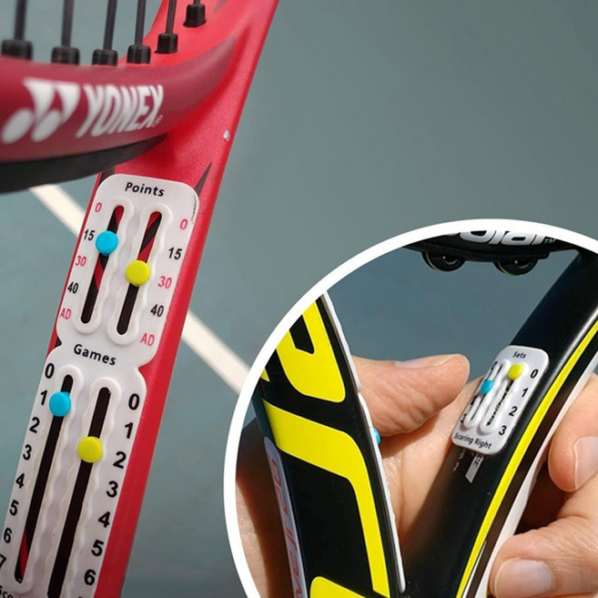 [MSMULTIVERSE] 점수 계산이 더 쉬워져요 테니스 라켓 스코어 카운터 기록 부착 점수판+사은품, 1세트, 화이트