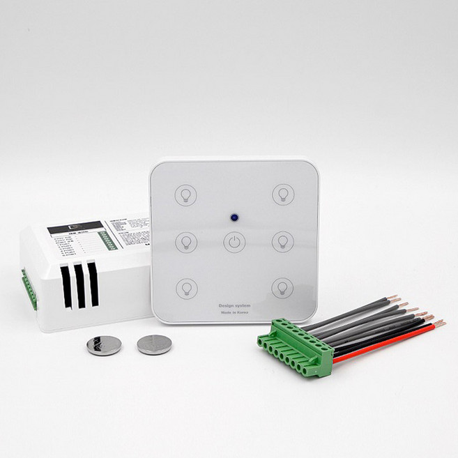 런던라이팅 스마트 터치 무선 6구 스위치 6채널 수신기 세트 무타공 멀티페어링 최대 수신거리 50M, 1세트