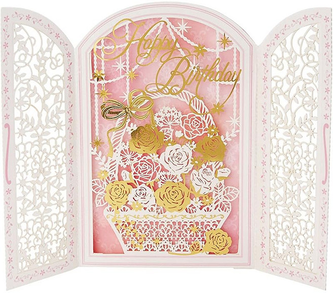 산리오 SANRIO 생일 카드 레이저 컷 장미 인사말 카드 해외 운송 가능 BD102-2831549, 개, 상세페이지 참조
