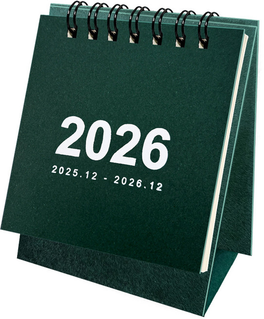 2026년 책상 탁상 달력 데스크 스탠딩 캘린더 연휴표시, 2개, 그린
