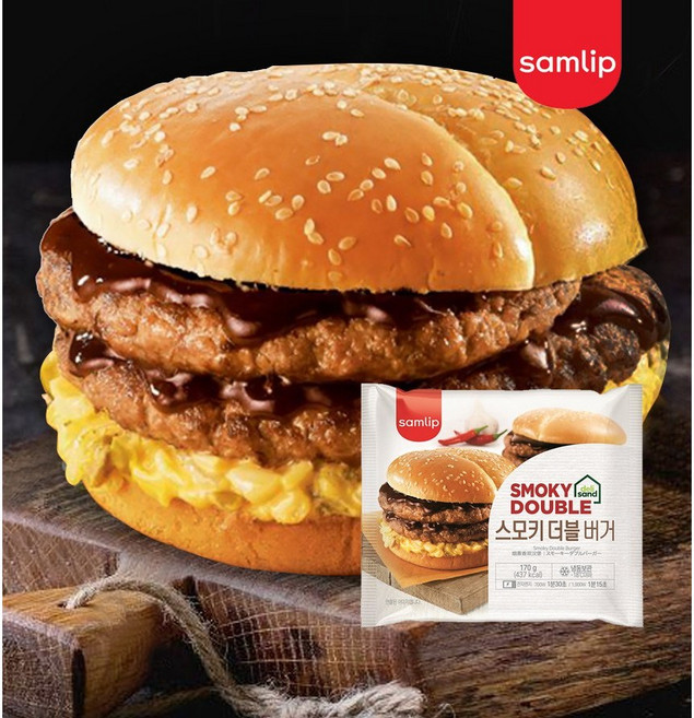 삼립 스모키더블버거 170g 냉동햄버거, 20개
