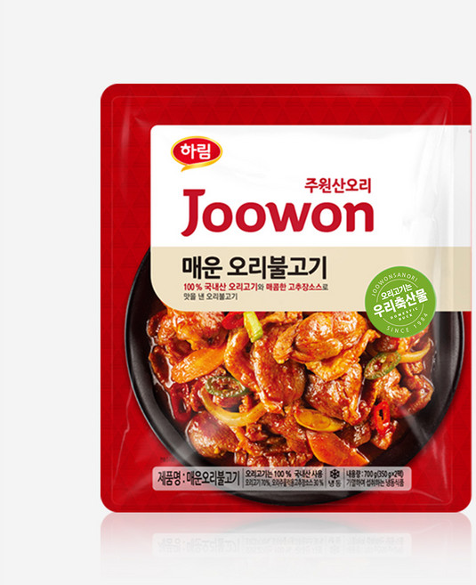 하림 주원산오리 매운 오리 불고기 주물럭, 10개, 700g