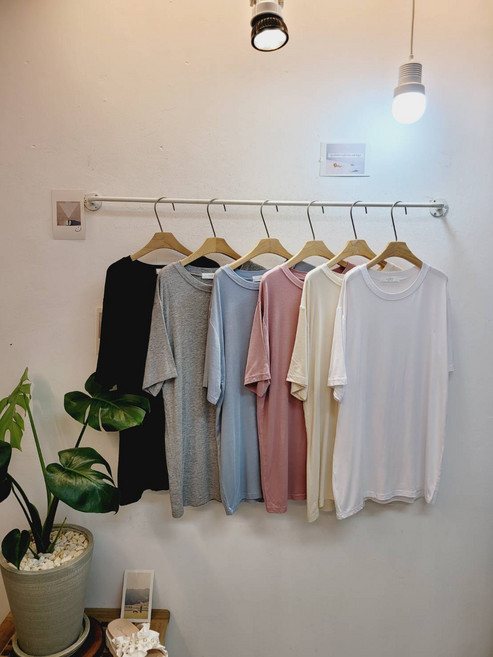 (무배)찰랑 시원한 레이온 기본 스판 라운드 이너 반팔티6color (국내제작)