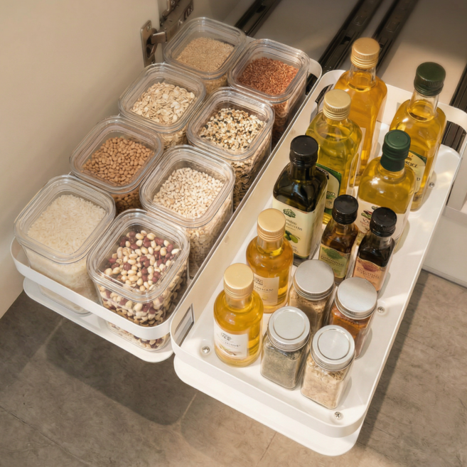 하우스브리즈 무타공 싱크대 주방 슬라이딩선반, 1개, 화이트