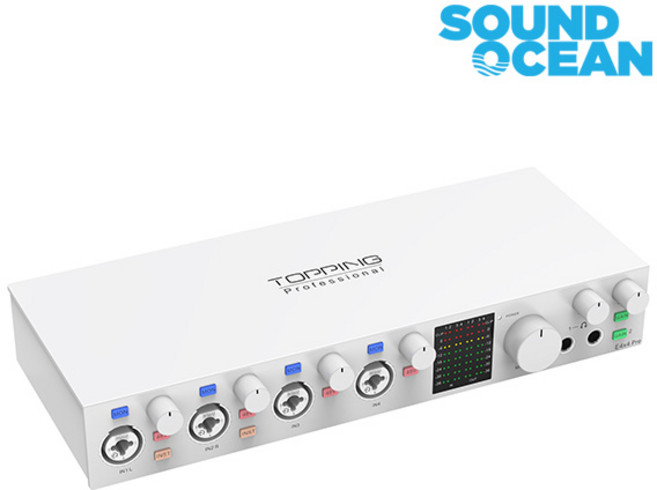 토핑 USB 오디오 인터페이스 TOPPING Professional USB Audio Interface, E4x4 Pre 화이트