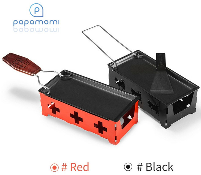 라클렛그릴 라끌렛 치즈 팬 양초 캔들 촛불 논스틱 그릴 미니 라클렛 프라이팬 워머 파파모미, 검정색 스틸 손잡이, 1개