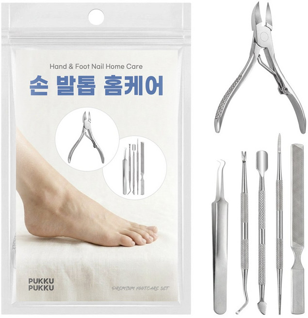 푸꾸푸꾸 내성발톱 자가 치료 홈케어 관리 도구 세트, 1세트, 6종