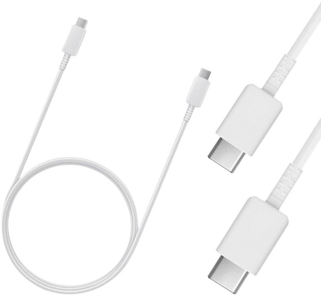 1+1 삼성 정품 C to C 초고속 충전케이블 PD 60W 갤럭시 스마트폰 데이터통신, 화이트, 2개, 1.8m