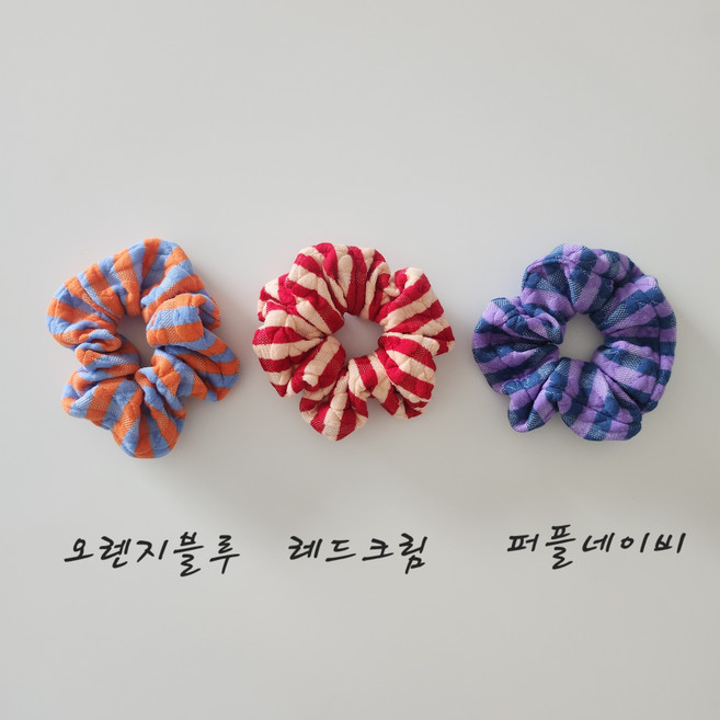 [PETIT ROI] 스트라이프 곱창밴드 여성 머리끈 헤어슈슈 3color