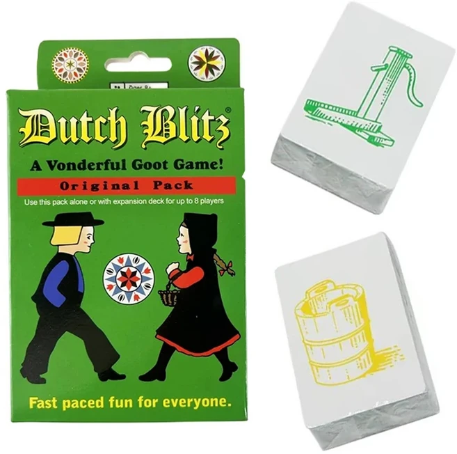 쿠쿠스토어 Dutch Blitz 독창적이고 확장된 조합 모든 사람의 즐거움에 적합한 빠르게 진행되는 카드 게임, 01 라이트 그린, 1개
