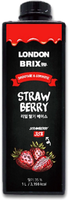 런던브릭스 블랙라벨 리얼 딸기 베이스 농축액, 1L, 5개