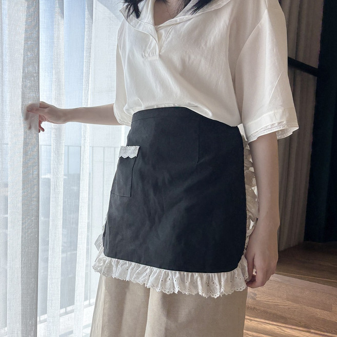 레이스 허리앞치마 엄마의주머니 천아트반제품, 1개, 흰색