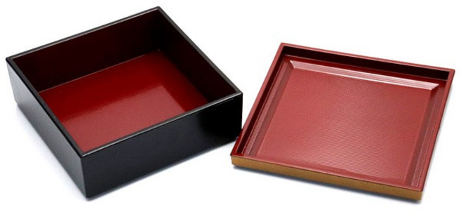 정찬합 도시락통 사각찬합 칠기 뚜껑과 하부박스(상/하) 낱개, 하부박스(블랙), 1개