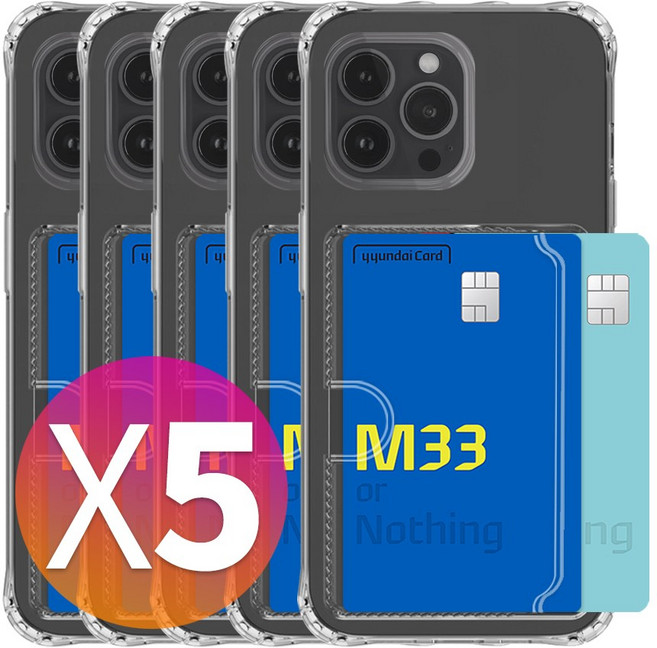 NINETECH 1+4 아이폰12 프로 미니 프로맥스 카드 2장 수납 투명 범퍼 케이스 5개