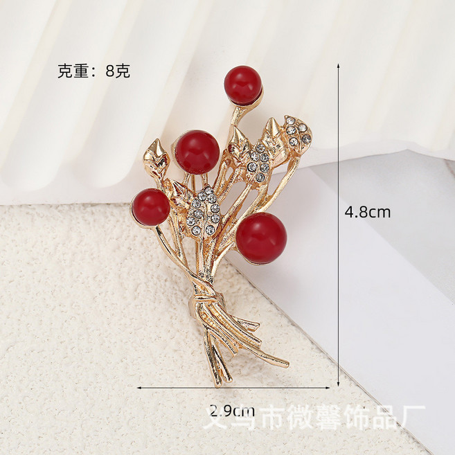 優雅玫瑰花胸針，時尚氣質配飾，金色鑲鑽胸花