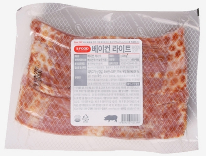 [주문제품] 1843. 베이컨 라이트(저염 1000g 에쓰푸드) [하절기 아이스박스 무료], 1kg, 1개