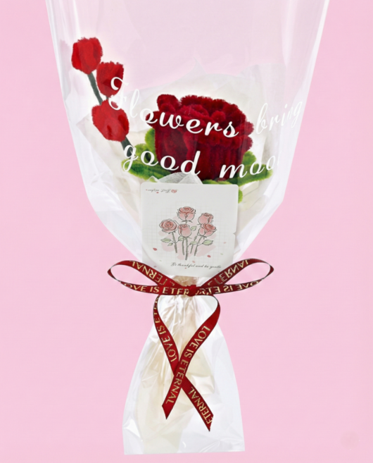 베리버터 모루꽃다발 키트 DIY, 1개, 장미