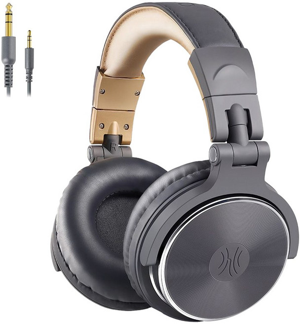 원오디오 PRO20 모니터링 헤드폰 오버이어 밀폐형 듀얼잭 유선 헤드셋, 그레이 골드