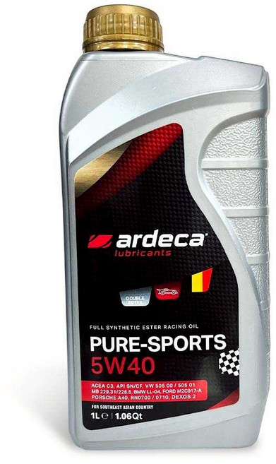 ardeca PURE-SPORTS 5W40 全合成酯類賽車引擎機油 適用汽油柴油引擎 提升引擎性能, 1L, 1瓶