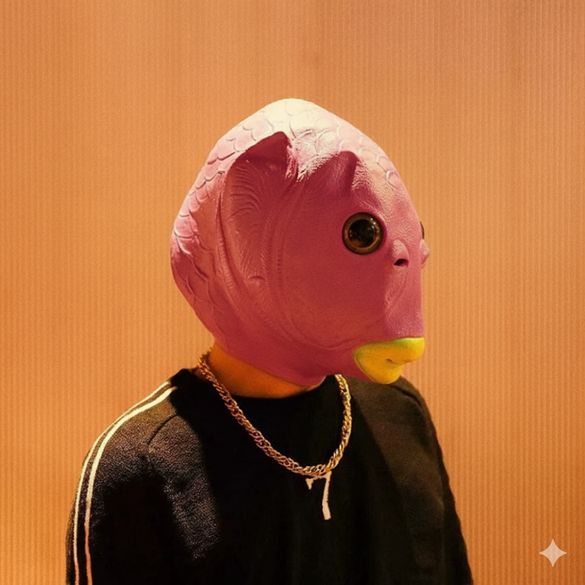 물고기 가면 동물 인간 웃긴 선물 할로윈 코스튬 외계인 공룡 쓸모없는 친구 선물 파티 생선 코스프레, 1개, 핑크