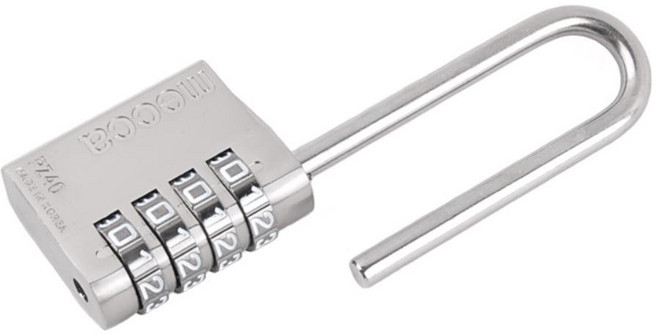 [소소마루] 국산 캐리어 자전거 창고 304스텐 긴고리 4단 다이얼 번호키 열쇠 자물쇠 독서실 ME08824, 1개