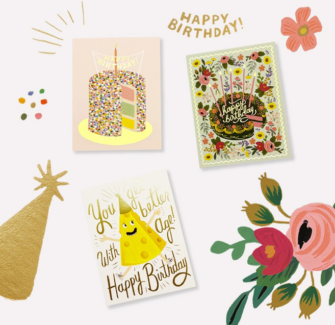 라이플페이퍼 생일카드 3종 세트, 단품