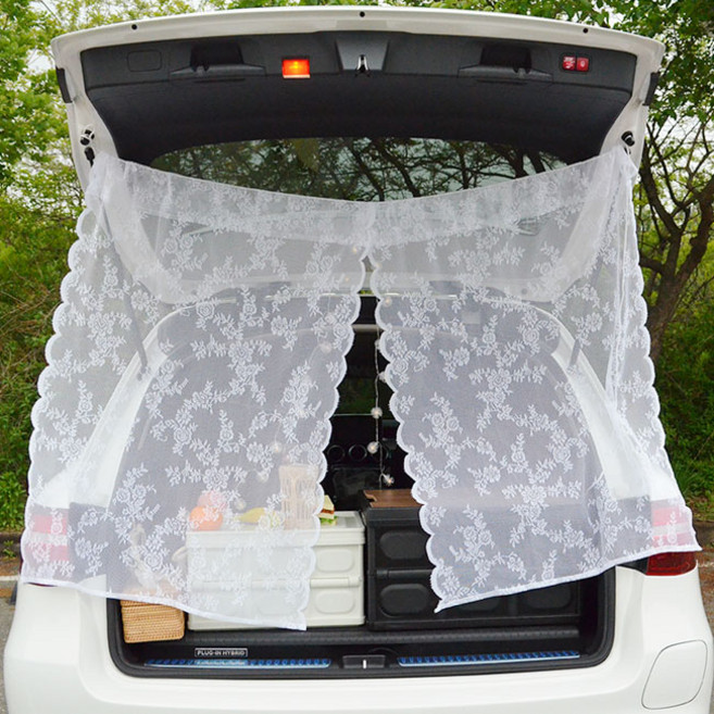 다세코 차박커튼 2p 캠핑 차크닉커튼 트렁크커튼 레이스가리개 자동차 햇빛가리개 커텐, 2세트, 커튼1개+고리1개+끈1개