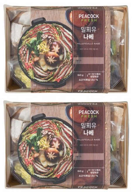 피코크 밀푀유 나베 845g 밀키트 냉장 보기도 좋고 먹기도 좋은 전골 요리, 1690g, 2개