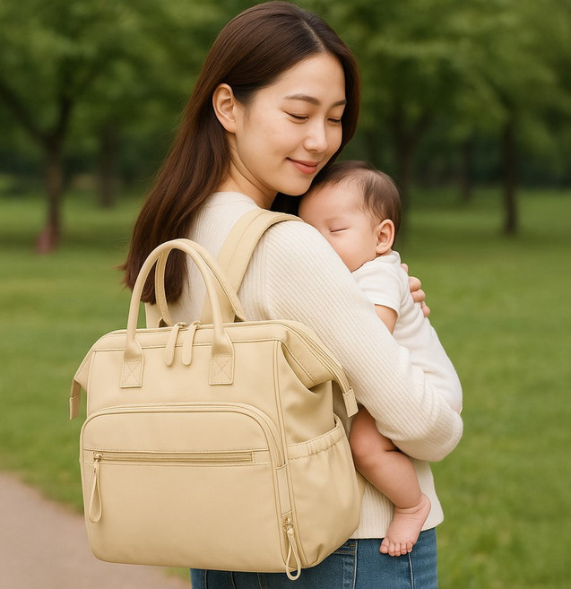 기저귀 가방 국민 아기 유모차 장 외출 출산가방 백팩 방수 이너백 대용량 보온 보냉 어깨끈, 베이지