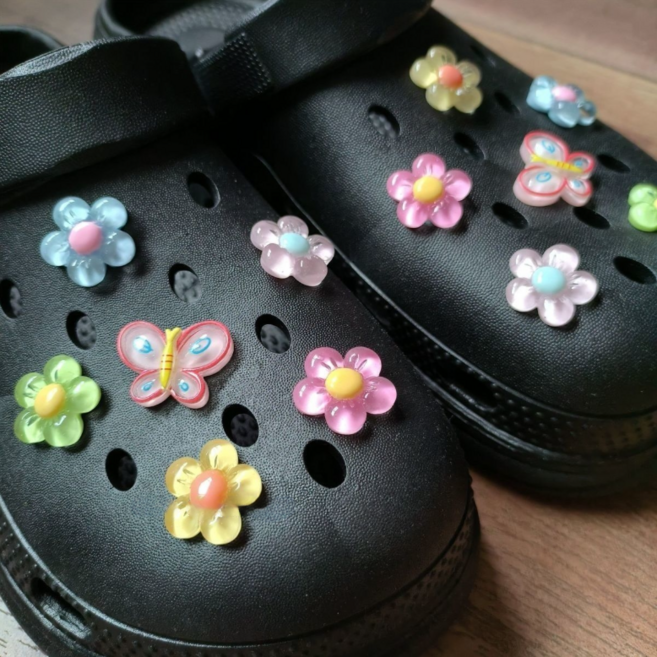 뷰티앤몬스터 젤리 나비 데이지 플라워 지비츠 파츠 세트 12pcs