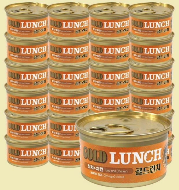 골드런치 고양이 주식캔, 치킨 + 참치 혼합맛, 80g, 24개
